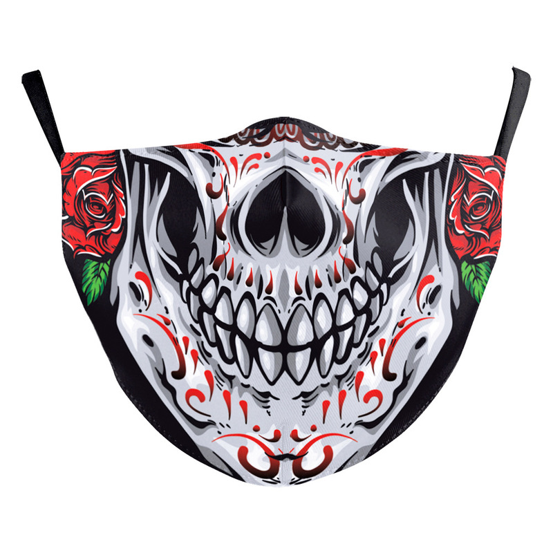 

joker skull mouth pattern printed masks (no filter) pack of 5 pieces comfortable hygiene reusable washable effective filtering dust