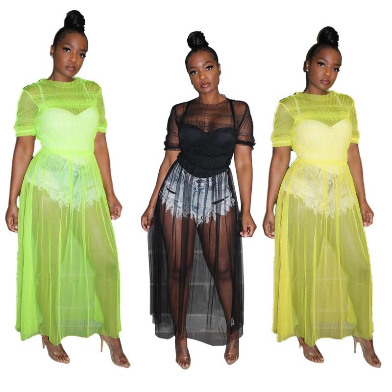 Women's Cape Sexy See Through Mesh tulle cloak Short Sleeved Blouse With Wood Ears Dresses Nightclub Party Dress-image-848966231