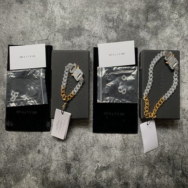

1017 ALYX STUDIO LOGO PVC 18K splicing Chain necklace Bracelet belts Men Women Hip Hop Outdoor Street Accessories Festival Gift free ship