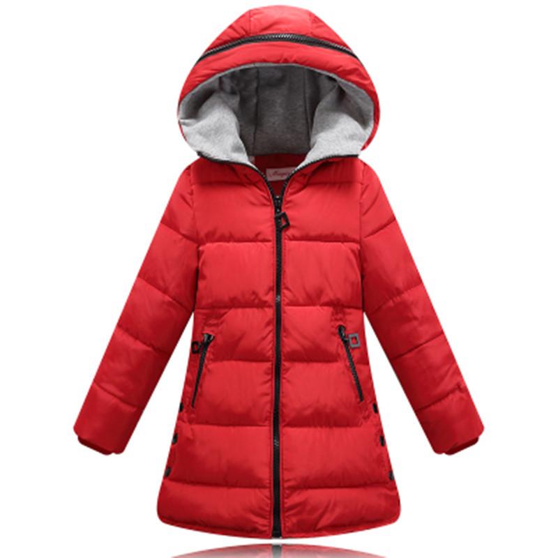 

Coat Child Girl Jackets Winter 2021 3 Colour Children Clothing Kids Hooded Thicken Cotton-padded Jacket Long Parka, Blue;gray
