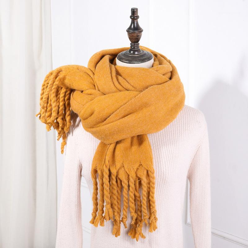 

Scarves Women Cashmere Women's Winter Scarf Soft Solid Color Warm Tassel Shawl