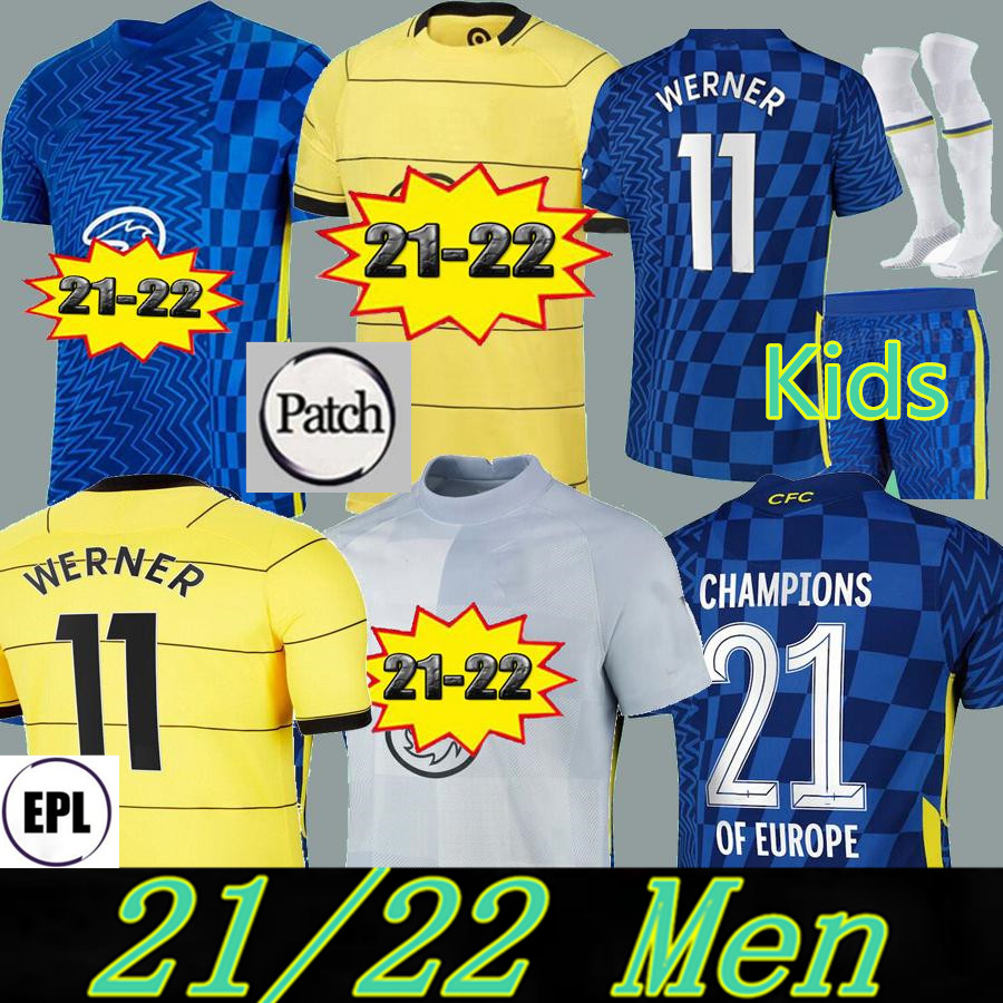 

21 22 Chelsea soccer jerseys ZIYECH PULISIC MOUNT KANTE HAVERTZ WERNER ABRAHAM CHILWELL GIROUD HUDSON-ODOI 2021 2022 football shirt men + kids kit sets uniforms, Colour