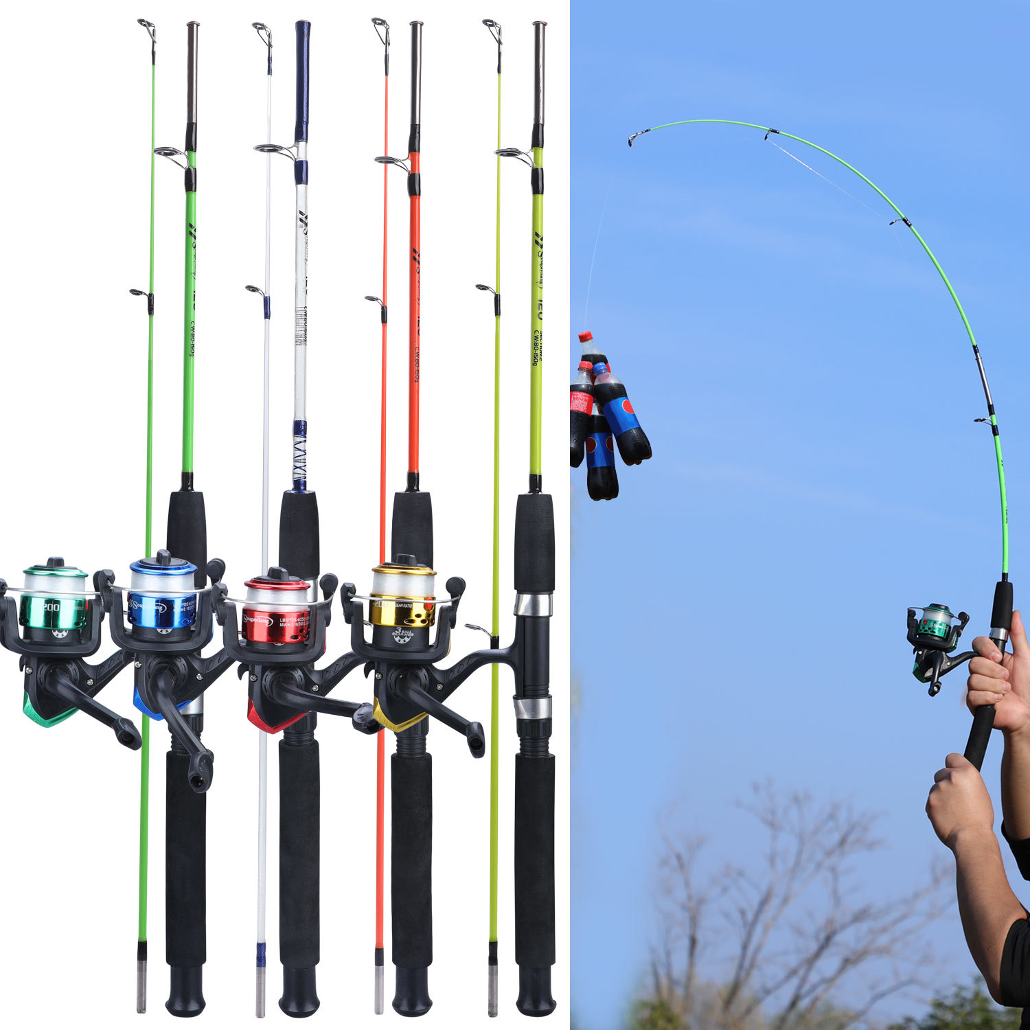 

Sougayilang 4 Color 120cm Spining Combo 2 Section EVA Handle Ultralight Resin Body Rod and 3BB Reel Fishing Set