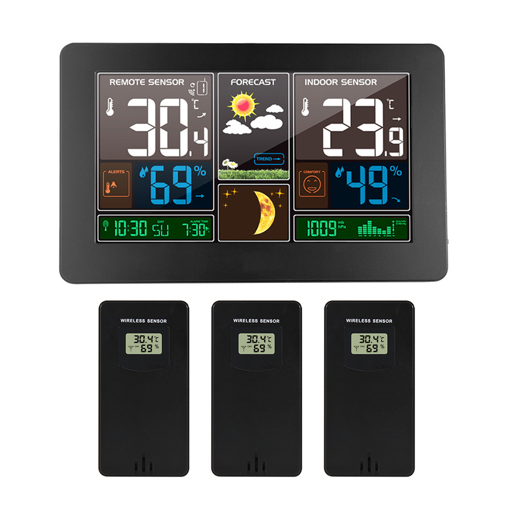 

Wa Cock Digita Weather Station 3 Sensor Wireess Indoor Outdoor Thermometer Hygrometer Barometer Forecast Modern Watch -40