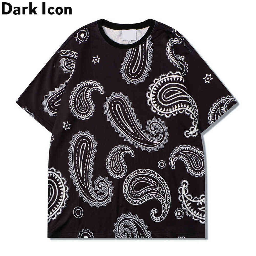 

Bandana Black White T-shirt Men Summer Short Sleeved Men's Tshirts 210603