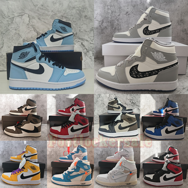 

Air Jordan Retro 1s Mens Basketball Shoes 1 UNC Twist Dark Mocha University Blue Black Hyper Royal Travis scotts Jumpman Sports Sneakers Womens Trainers Jorden, 23