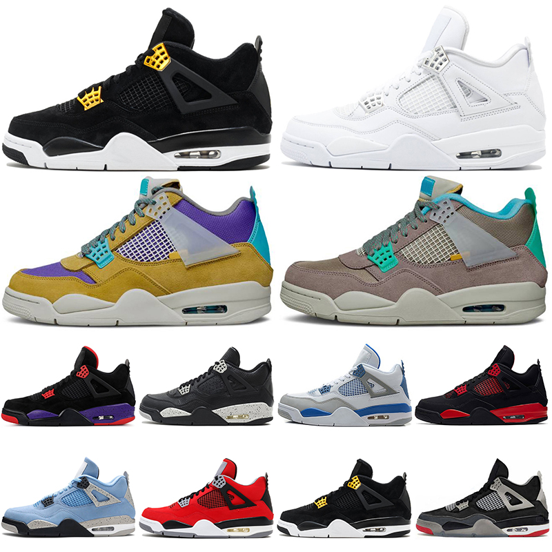 

air jordan 4 jumpman 4s Basketball Shoes men Pure Money Royalty White Cement Bred University Blue Desert Moss Motosports mens Sport Sneakers Trainers, Fear pack