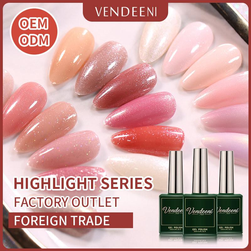

Nail Polish High Gloss Shimmer Nude Pink Glitter Gel 15ML Soak Off UV LED Manicure For Nails Lacquer Art Beauty Design, E01-02