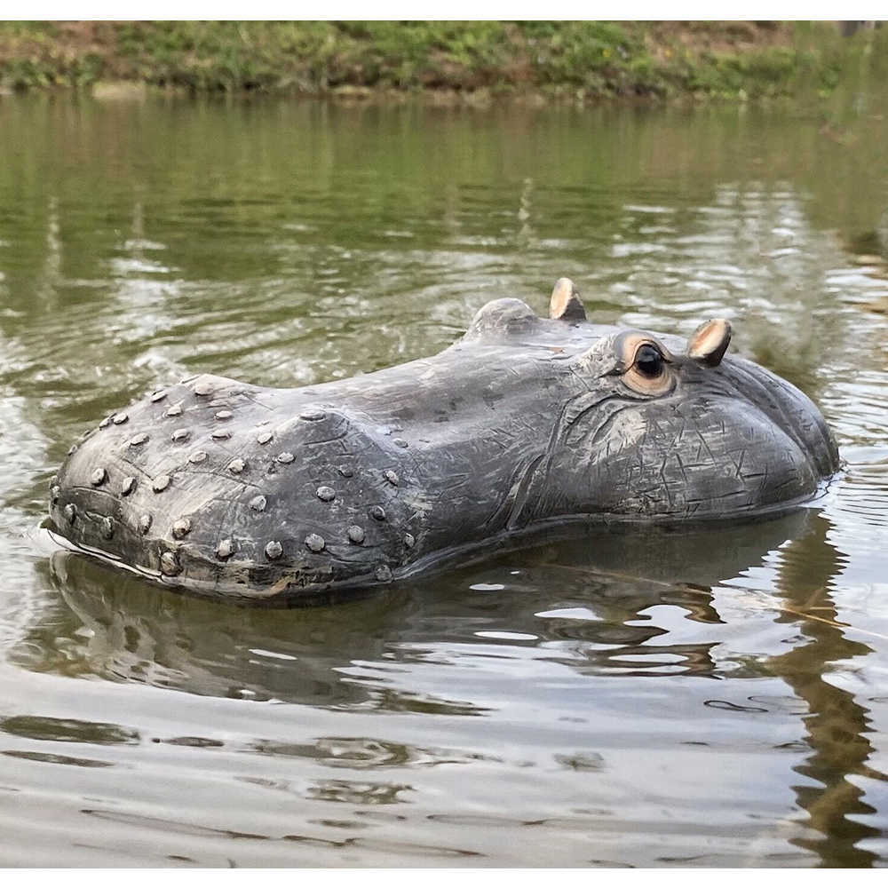 

Hot Summer RC Floating Electric Boat Realistic Hippo Boat Prank Outdoor Toys on Lake, River, and Pool Q0823, White