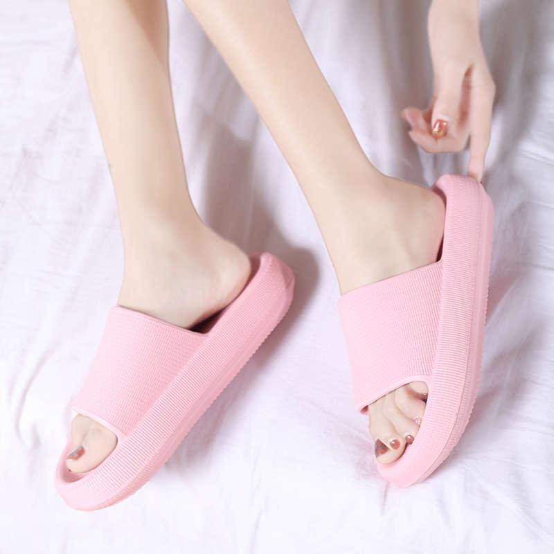 

Slippers Flip Flops With Heels Funny Sandals Ladies 2021 Design Platform Shoes Woman Casual Leather Slipper Men Middle-Aged Tennis Kid, Black