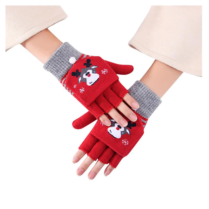 

Five Fingers Gloves Wool Knitted Fingerless Flip Winter Warm Flexible Touchscreen Men Women Christmas Exposed Finger Mittens Glove