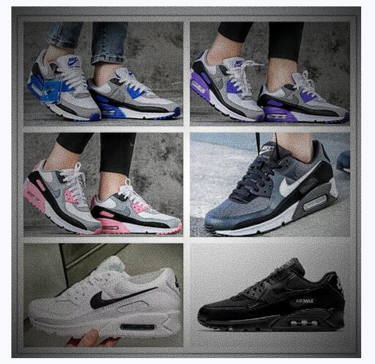 

2021 Air 2019 Max 90 Sports Men And Women Running Shoes Max90 Unisex Sneakers 30th Anniversary Breathable Cushioning Shoes EUR36-45, Black