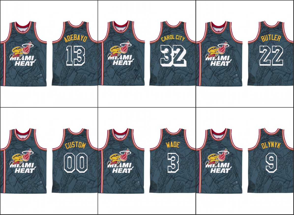 

Men MiamiHeatDwyane Wade Bam Adebayo Tyler Herro Jimmy Butler Kelly Olynyk Custom BR Remix Grey-green Jersey