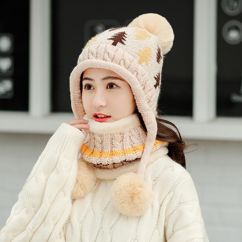 

Hats, Scarves & Gloves Sets 2021 Red Blue Pink Black Scarf Hat Women Fashion Luxury Winter Warm Thick Knitted Hats For Ladies Christmas Gift