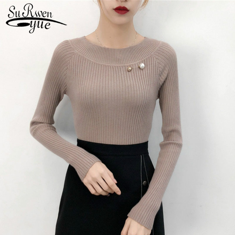 

winter clothes women sweater knitted fashion causal woman's bottom long sleeve female white womens s 1665 50 210521