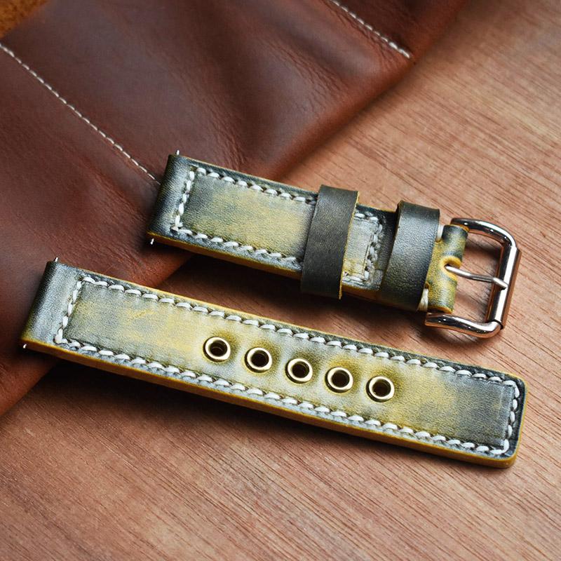 

Watch Bands Onthelevel Strap 18mm 20mm 22mm 24mm High Quality Genuine Leather Watchband Red Black Blue Wrist Belt Bracelet