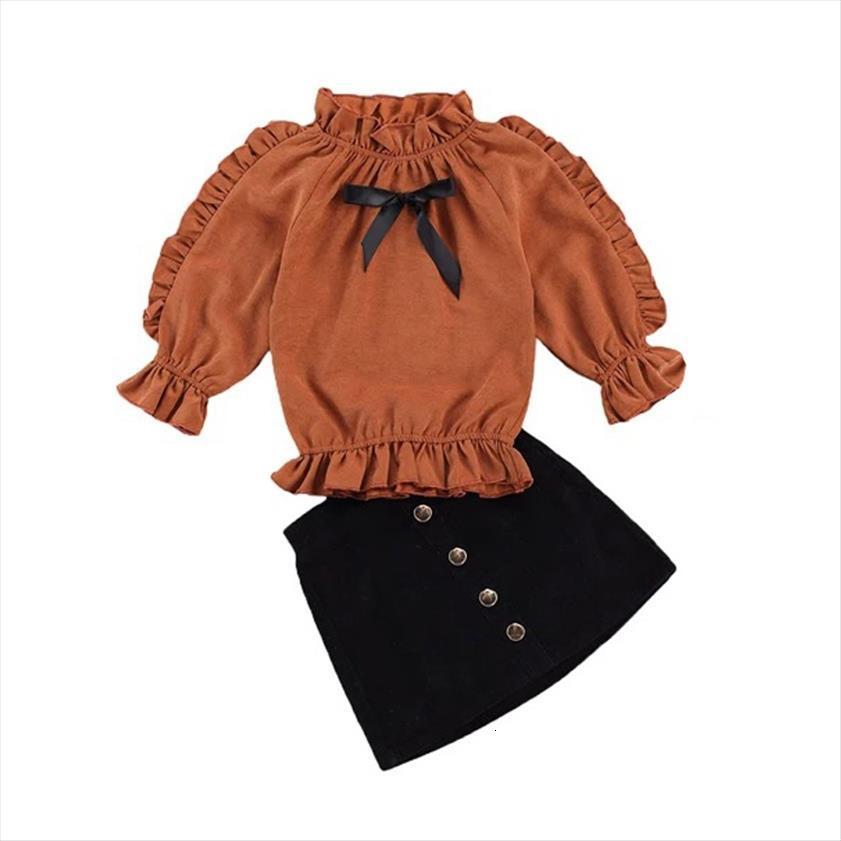 

spring fall childrens girl clothing set kids baby fashion stand up collar lantern sleeve leopard print skirt clothes, White