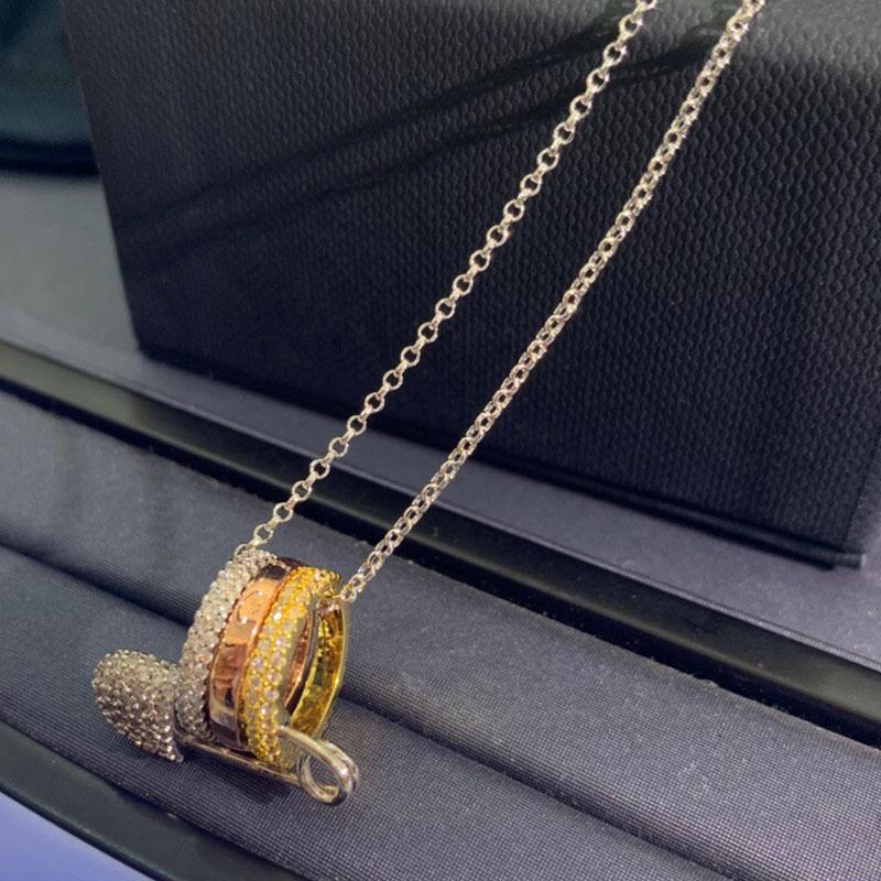 

Brand 1:1Fashion Necklace Rose Gold 3 Colors Circles With Safety Pin Pendant Women CZ Zircon Jewelry Necklaces