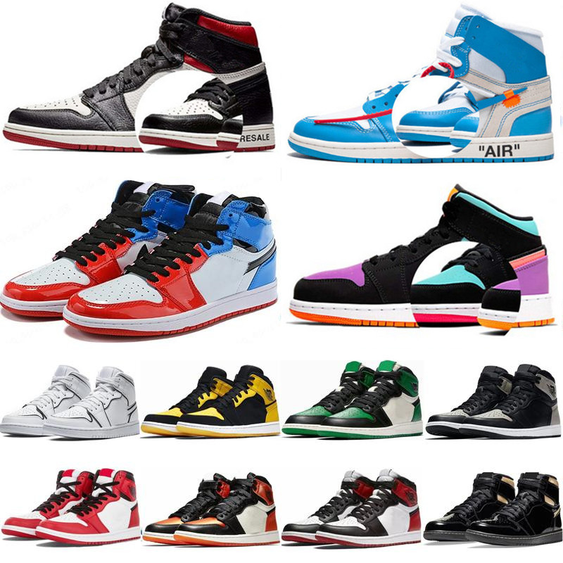 

2022 Newest Mens big size Jumpman JORDÁN 1 OG High basketball shoes mid aj chicago royal toe black metallic gold pine green women j1 Sneaker