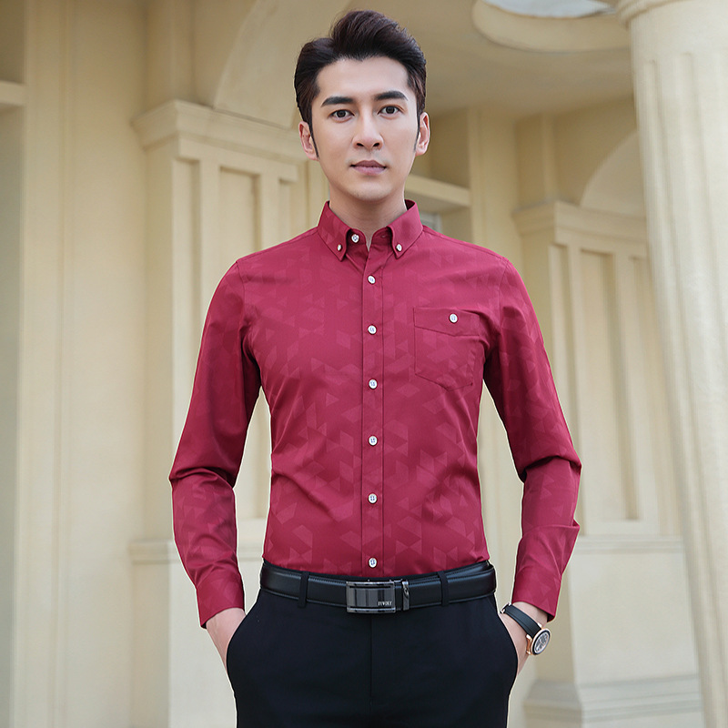 

Print Shirt Men Long Sleeve Spring Autumn Chemise Homme Casual Slim Button-Down Collar Mens Dress Shirts Oversize Camisas 210524, Dark blue