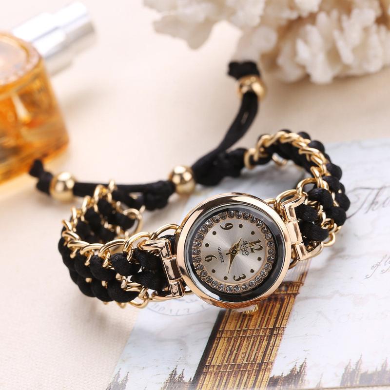 

Wristwatches Ladies Dress Clock Quartz Wristwatch Vintage Watches Women Knitting Rope Chain Winding Analog Movement Wrist Watch, Slivery;brown