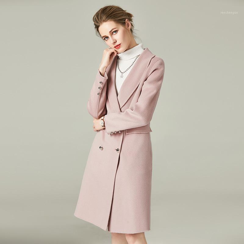 

Women' Wool & Blends Women  Winter Coat Pink Double Sided Cashmere Outwear 2021 Autumn Plus Size Ladies Fashion Overcoats Long Free Ship