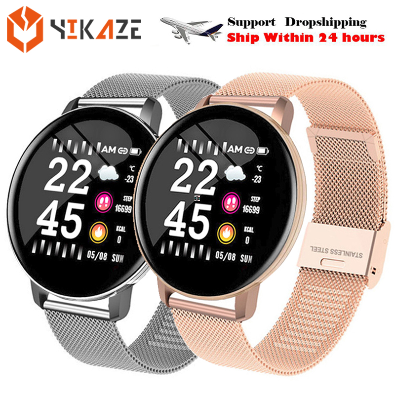

Smart Watch Round Sports Waterproof Smartwatch Men Women Fitness Tracker Blood Pressure Monitor SmartWatch Clock fo Xiaomi PK P8g, White