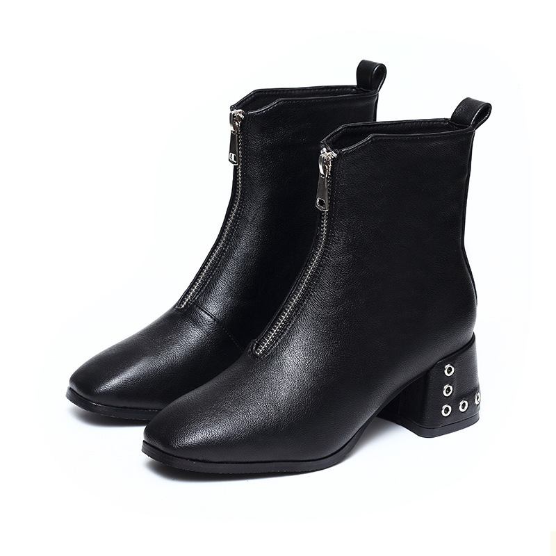 

Boots Martin Arrival Autumn Fashion Shoes Women High Heels Sexy Stiletto Pumps Black Square Toe OL Rivet H0144 140N, Fashion boots