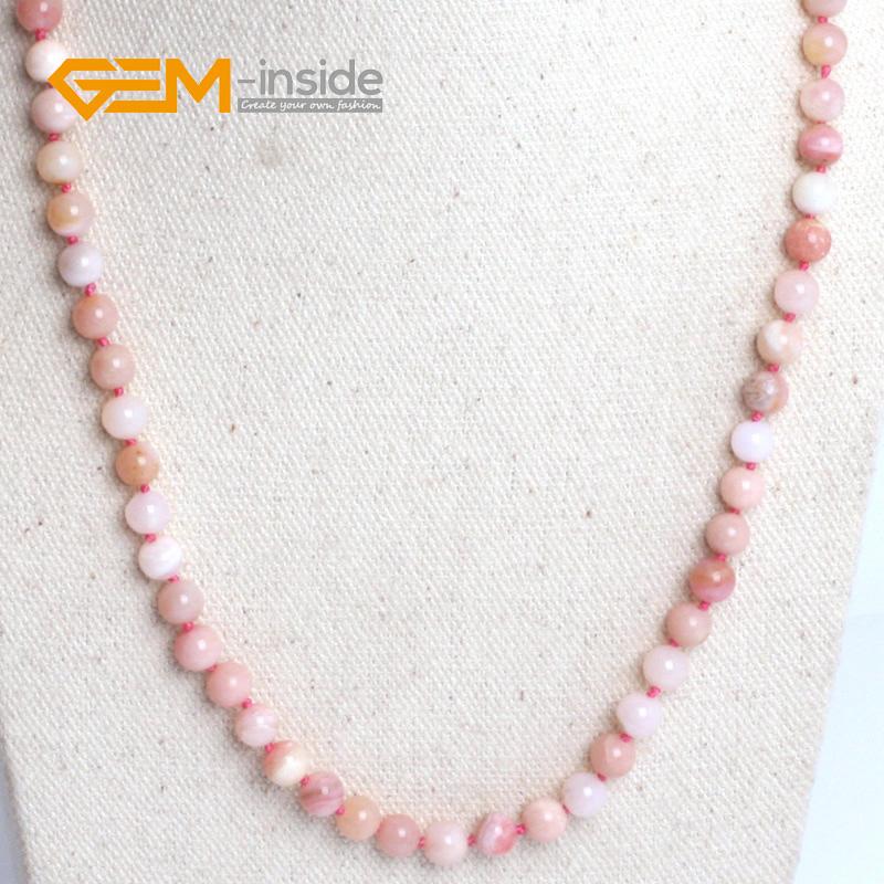 

Chokers Charm Natural Precious Stone Pink Opal Gem Round Beads NecklaceDIY Jewelry For Women Yoga Christmas Gift