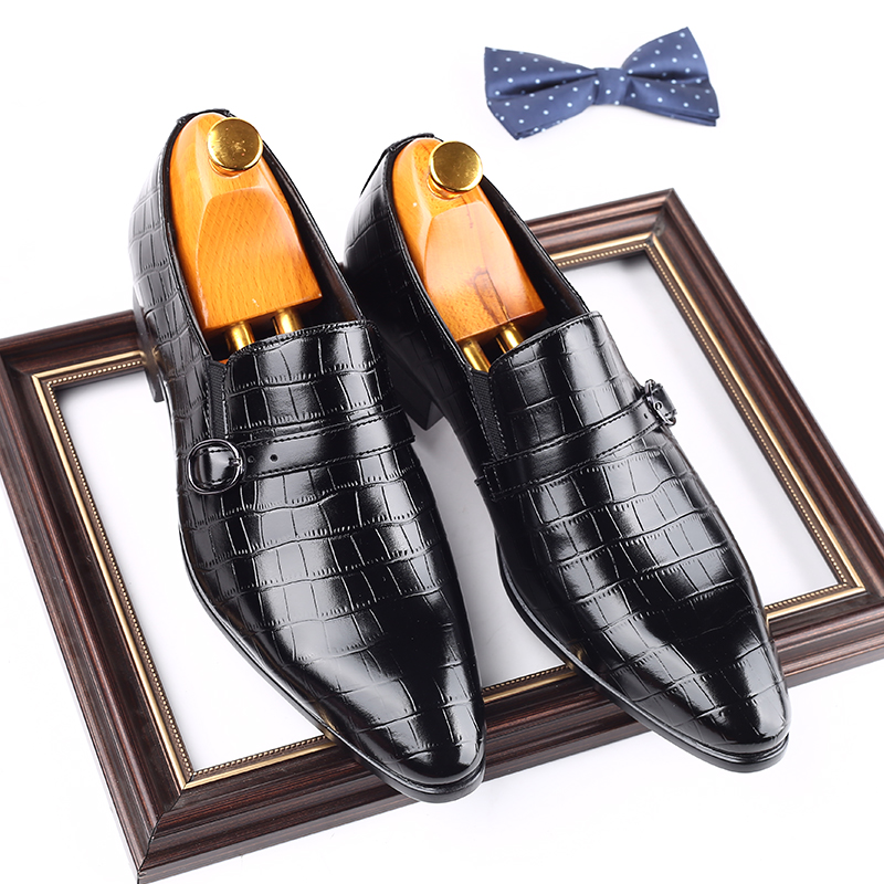 

Men Dress Shoes British Style Paty Leather Wedding Shoes Men Flats Oxfords Formal Shoes, Black