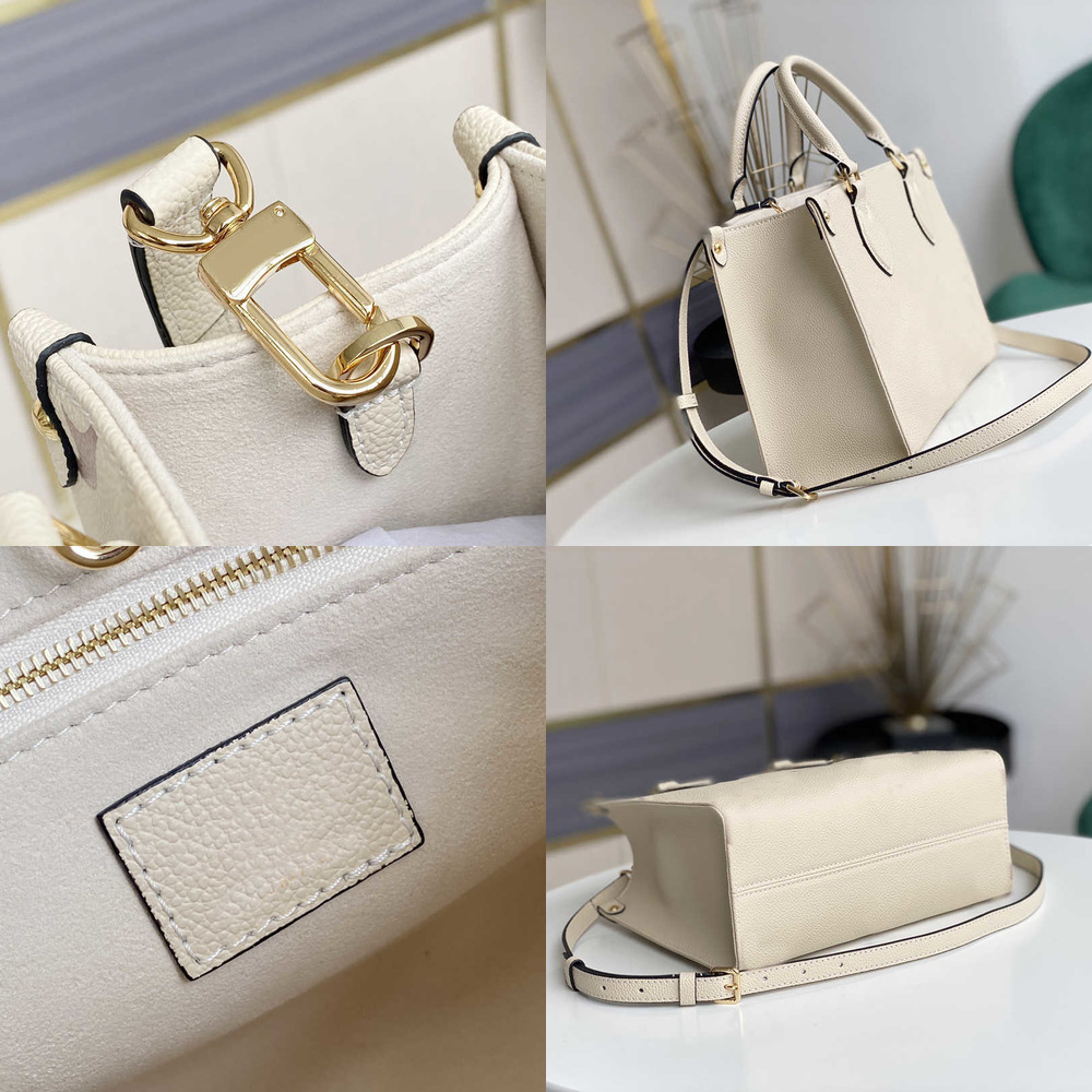 

M45659 Top PM 25CM OnTheGo Tote bags designers handbag Letter Embossing cowhide leather Female Square Bag Charming lady purses, Customize