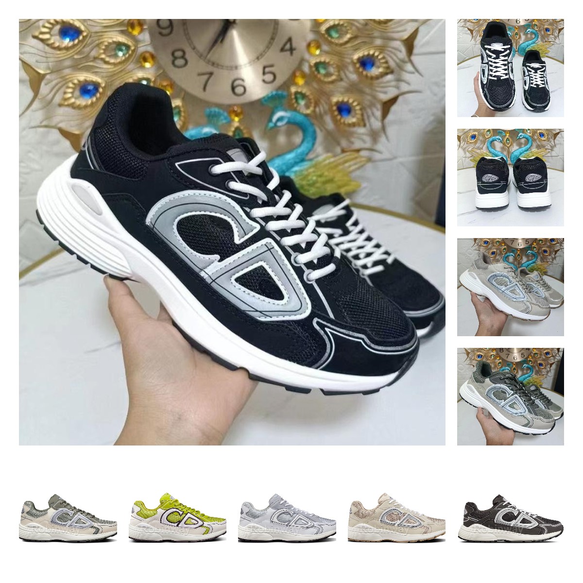 

New B30 Men's Running Shoes CD30 Italy Beige Designers Trainers Black White Grey Yellow Women Sneakers With Dust bag!No BOX! US11.5 EUR46, B30-1