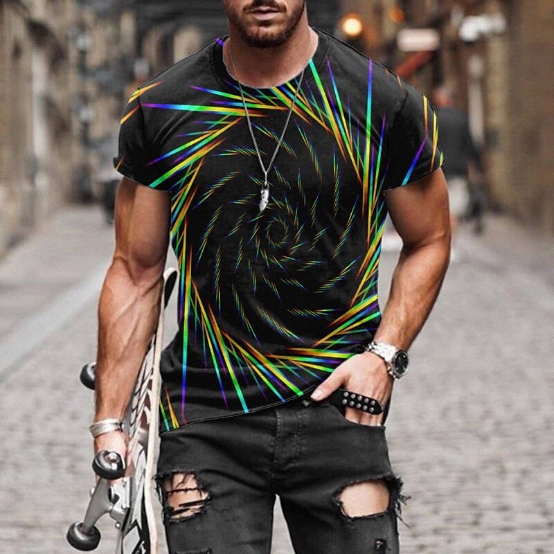 T-shirt Tee T-shirt 3D Imprimer graphique Cou rond Casual Daily 3D Imprimé à manches courtes Haut de la mode Cool confortable noir 48xx #