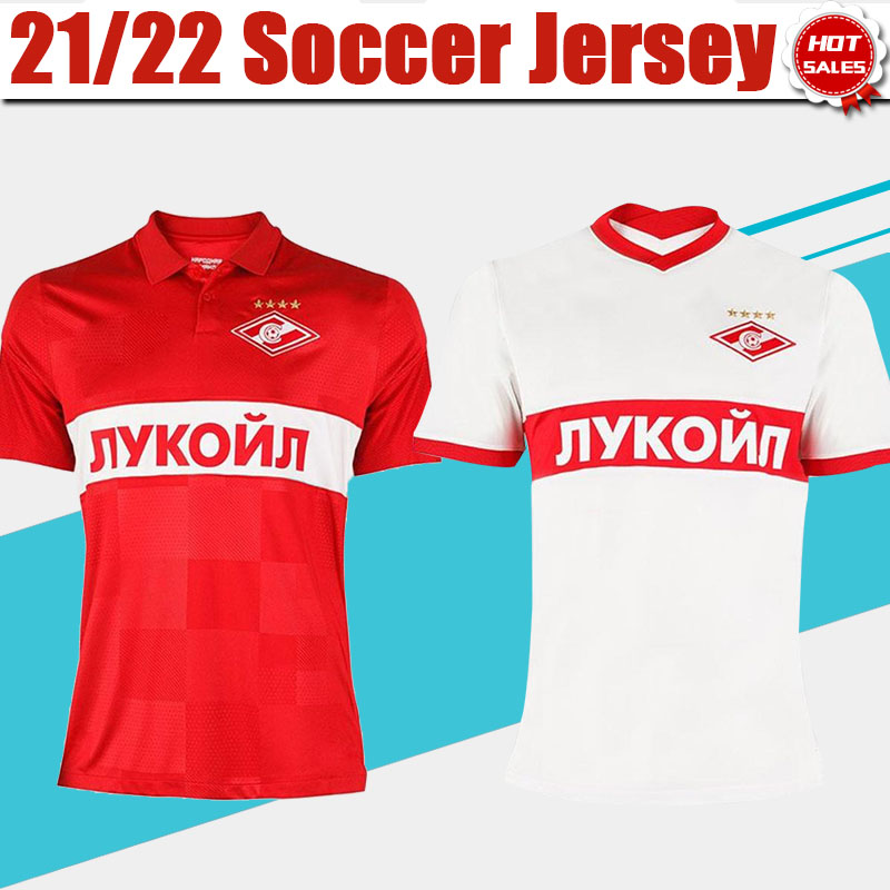 

FC Spartak Moscow Football Jersey Red Soccer Shirt White Men Adult Football Uniforms Short Sleeve 2021 2022