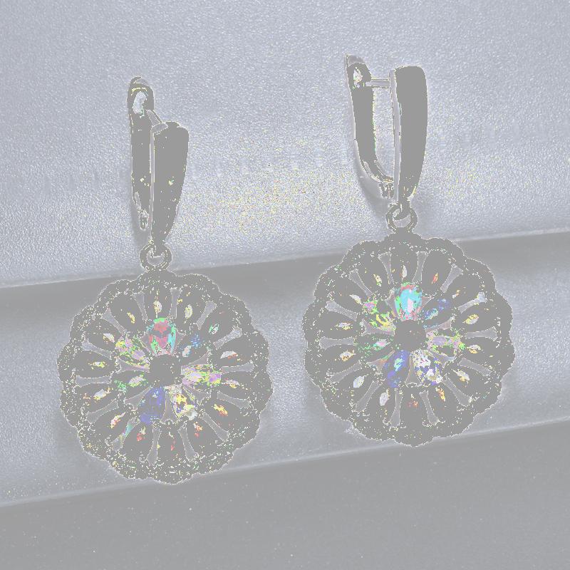 

Dangle & Chandelier ThreeGraces Korean Trendy Cubic Zirconia Stone Silver Color Round Flower Drop Earring For Women Engagement Costume Jewel
