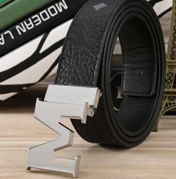 

2021 Fashion Big Letter M buckle genuine leather belt no box designer CM men women high quality mens belts 951