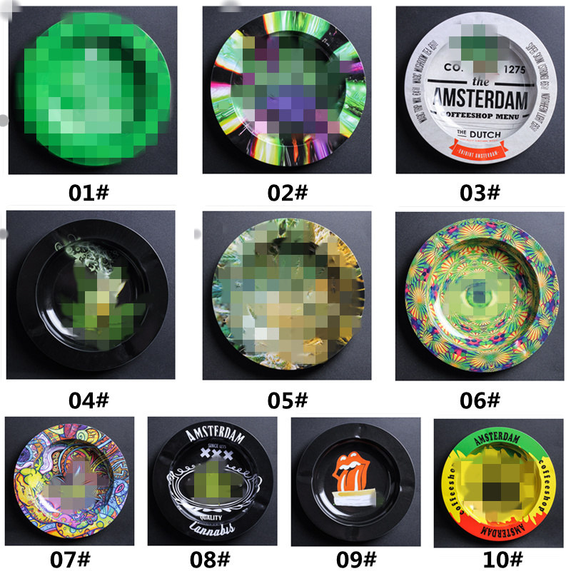 

2021 Personality Tinplate cigar ashtray creative ash tray tobacco waking grass small storage trays pipe accessories ashtrays 10 styles