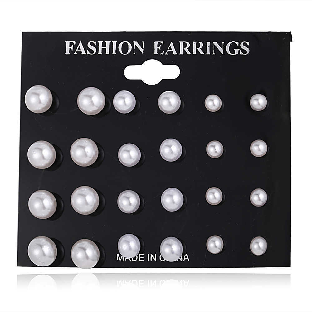 

Womens Earrings Hoop Dangle Stud gold silver plated New artificial pearl earring set 12 pairs classic simple temperament Fashion Earring