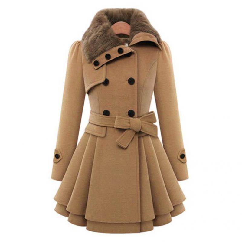 

Women's Trench Coats Ladies Simple Slim Buttons Coat Streetwear Oversize Thicken For Office, Tan;black