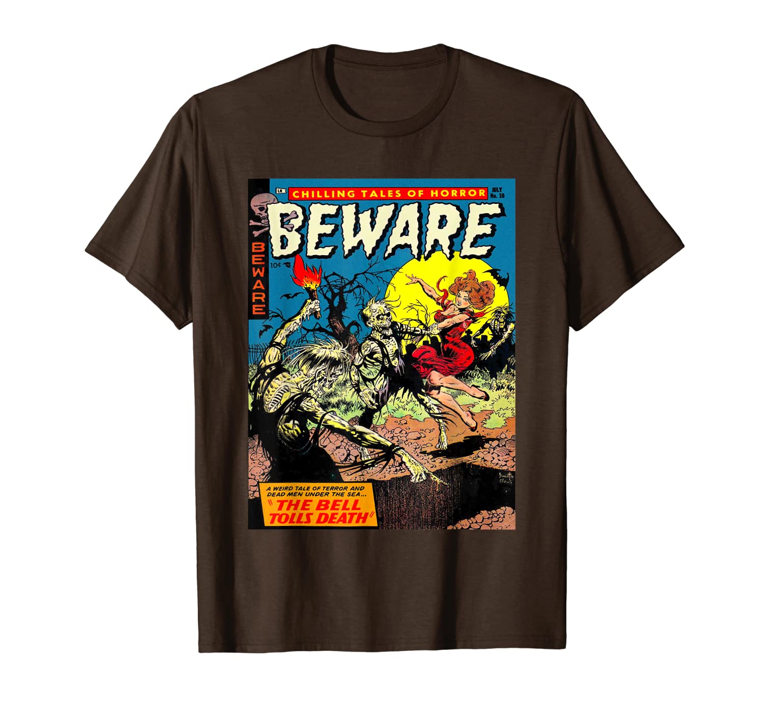 

beware zombies - vintage horror zombie comic book t shirt, White;black