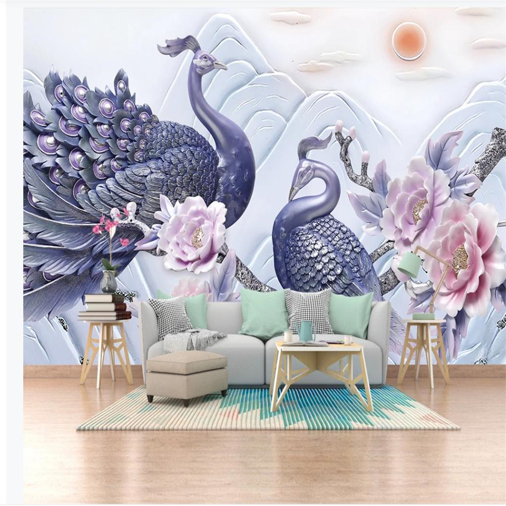 

3d landscape wallpaper Embossed three-dimensional modern minimalist background wall decorative paintinging room, Purple