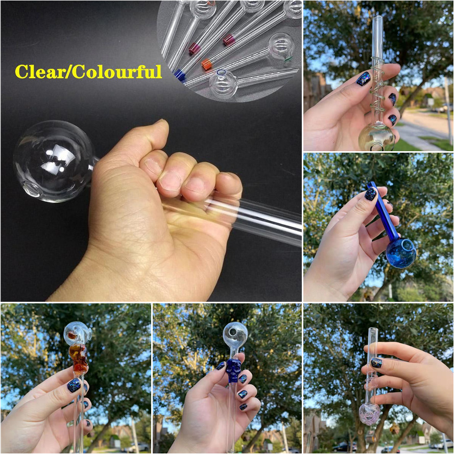 

Clear/Colourful Smoking Pipes 3.9-5.5MM Oil Burner Big Large Pyrex Glass Oil Burner Pipes Glass Tube Nails