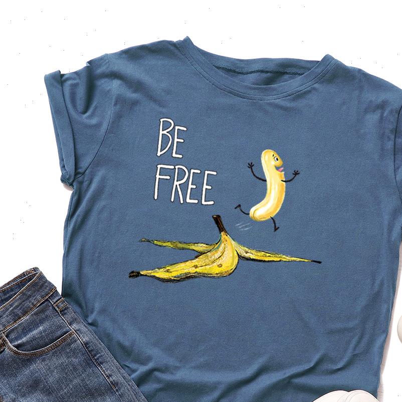 

100% cotton women t shirts plus size s 5xl graphic tees female summer banana printed letters shirt tee, White