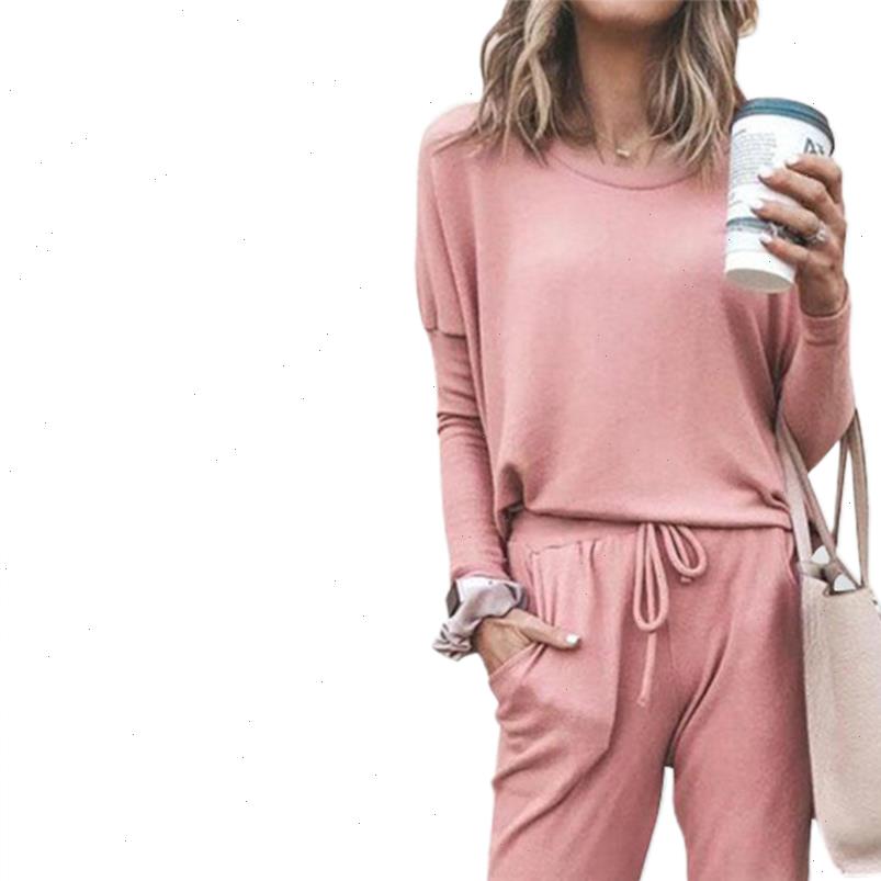 

casual 2 piece set womens tracksuits autumn two long sleeve loose o neck pullover sweatshirt sweatpants solid suit sportswear, Gray