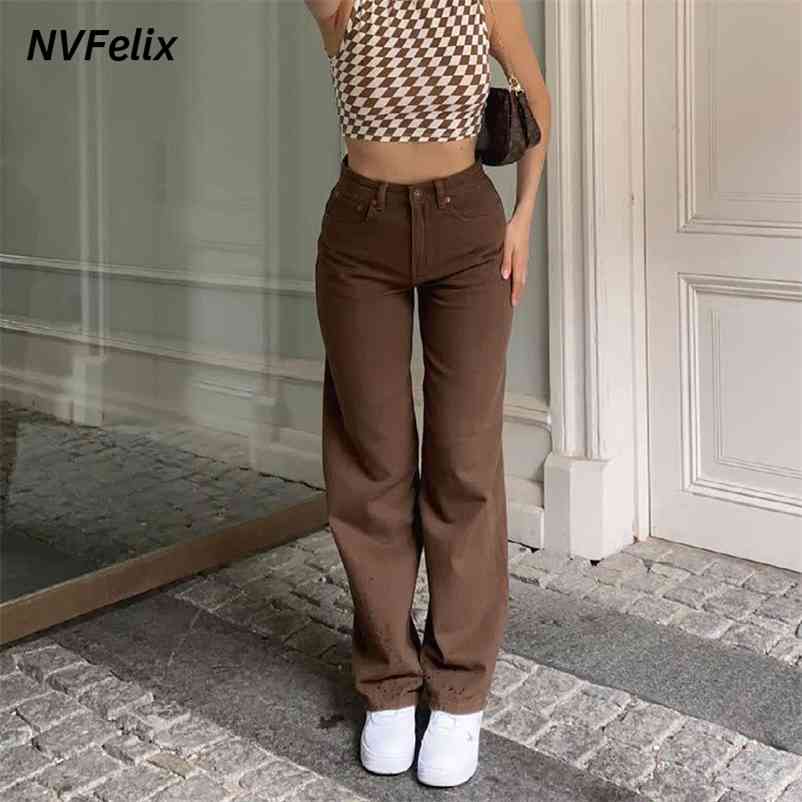 

Carpenter Jeans In Brown High Waist Loose Straight Leg Women Fashion Y2k Casual Streetwear Female Pants Baggy Trouser 210907, Blue