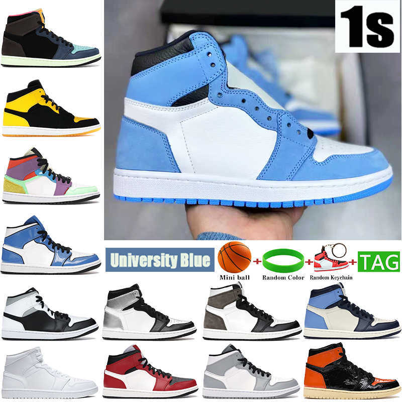 

1 1s University Blue mens basketball shoes Dark Mocha Silver royal Toe UNC Patent black white shadow men trainers women sneakers, 11-triple white 2