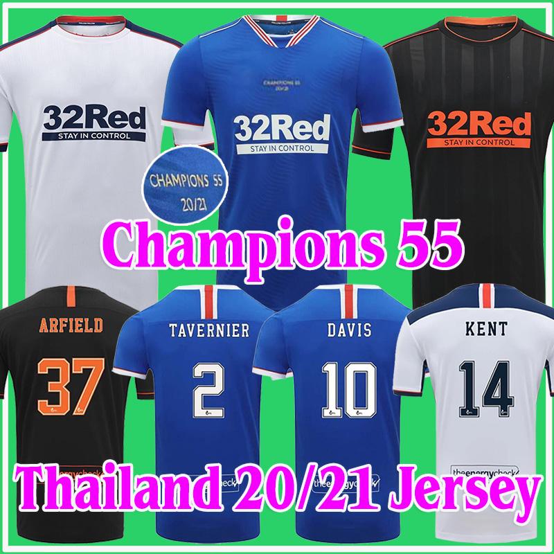 

2020 2021 Glasgow Rangers FC Soccer Jersey 20 21 Football Shirts Home Away Third DEFOE MORELOS KENT Champions 55 Adult kit Thailand Uniform, Black;yellow