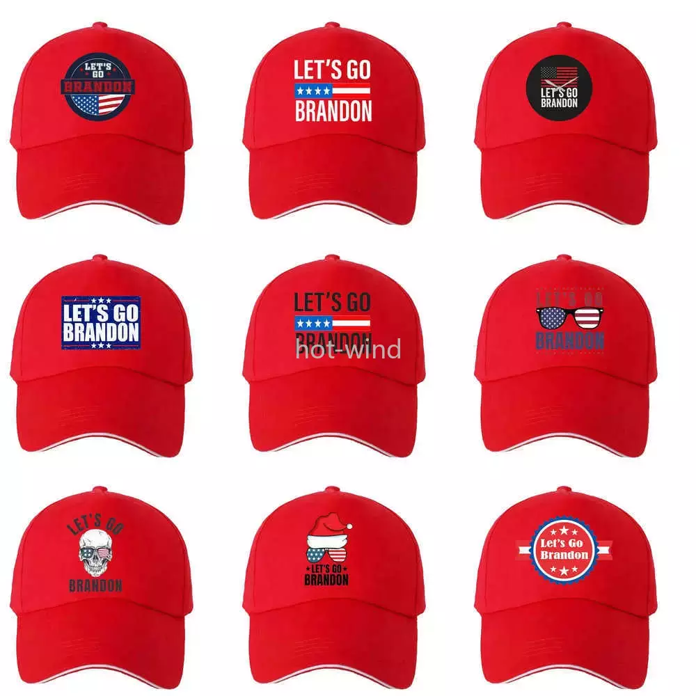 

NEW!!! Red Color Let's Go Brandon Ball Caps Sports Casual Visor Baseball Hat Letters US Flag Stars Stipe Snapback Christmas Gifts Anti Biden Trump 2024