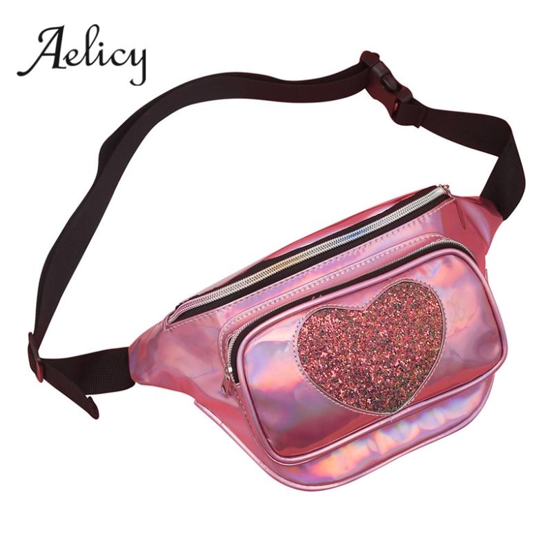 

Waist Bags Aelicy Laser Bright Leather Chest Pack Women Fashion Messenger Belt Bag Female Shoulder Candy Color Girls Pocket