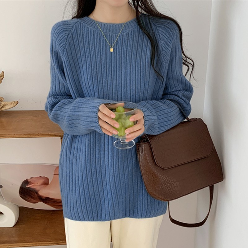 

women's sweaters casual female blouses arrival autumn simple o-neck solid all-match style loose women's knitted pullovers w598 z93, White;black